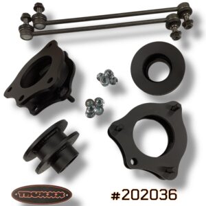 Truxxx #202036 Honda Pilot lift kit hardware featuring US Made steel spacers, shorter sway bar links, and high-grade metric bolts.