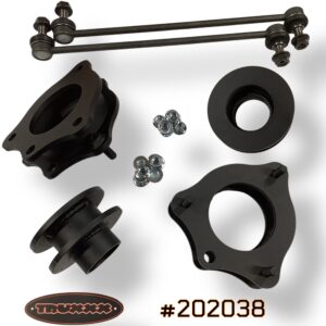 Product photo of #202038 1.5-inch front and rear suspension lift kit spacers made from 100% USA Steel for the 2026 Honda Passport TrailSport AWD.