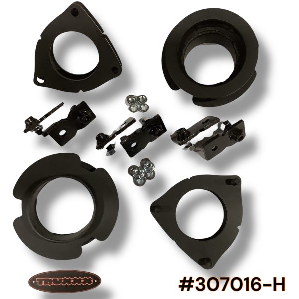 307016-H.jpeg Truxxx 307016-H 1.5 inch front and rear lift kit for 2025-2026 Kia Carnival Hybrid, featuring laser-cut USA Mill Certified Steel spacers with a black durable coat.