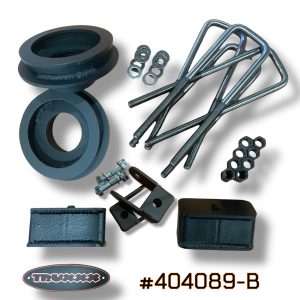 Truxxx 404089-B 2.5 inch front and rear lift kit for 2003-2026 Chevy Express and GMC Savana dually vans made with US steel.