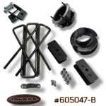 Truxxx 605047-B 2.25-inch front and 2.0-inch rear lift kit for 2013–2026 Ram 3500 4500 5500 Chassis Cab, featuring fully welded steel spacers and rear blocks.