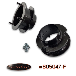 Truxxx 605047-F 2.25-inch front leveling spacers for shock-inside-spring Ram 3500 4500 5500 Chassis Cab, made from fully welded 1/4-inch USA steel.