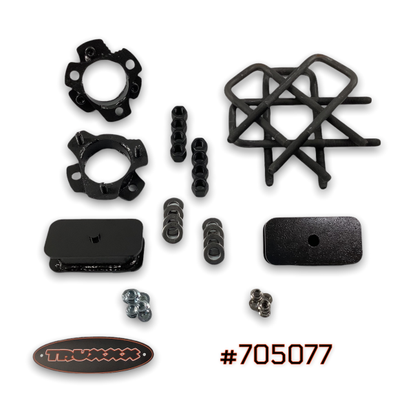 705077.png Truxxx 705077 2.0-inch front and 1.5-inch rear lift kit for 2022-2026 Nissan Frontier, designed for payload support and daily use.
