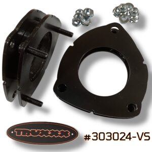 Truxxx 1.0-inch front leveling kit #303024-VS for 2022-2026 Hyundai Santa Cruz, featuring two laser-cut USA steel spacers and high-grade mounting hardware.