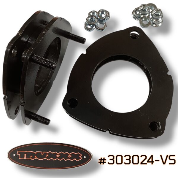 Truxxx 1.0-inch front leveling kit #303024-VS for 2022-2026 Hyundai Santa Cruz, featuring two laser-cut USA steel spacers and high-grade mounting hardware.