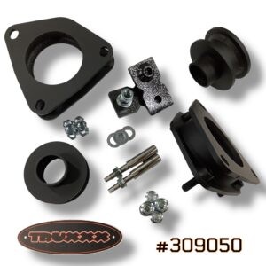 Truxxx 309050 1.5-inch front and 1.5-inch rear lift kit for 2022-2026 Hyundai Ioniq 5 featuring high-strength steel strut and spring spacers with rear shock shaft extensions.
