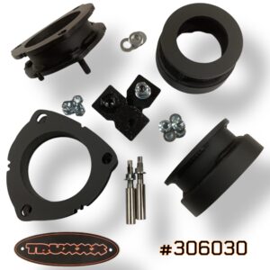 Truxxx #306030 suspension lift kit for 2027 Kia Telluride X-Pro & X-Line, featuring laser-cut USA Mill Certified Steel spacers and precision-engineered shock shaft extensions.