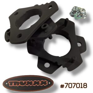 Truxxx part #707018, a 1.5 inch front leveling kit for 2004-2024 Nissan Titan and Titan XD, featuring two laser-cut USA steel spacers and high-grade mounting hardware.